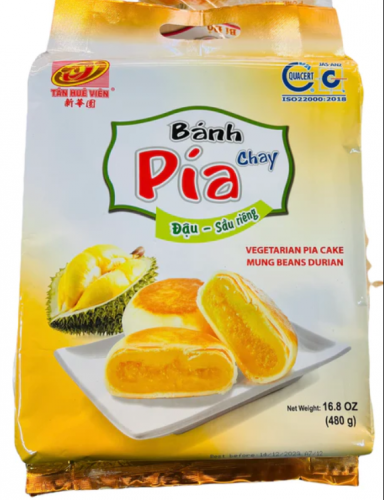 Pia cake - Mung Bean Durian - Bánh Pía đậu xanh sầu riêng (chay)  Tan Hue Vien Дуріан з бобів мунг 480g