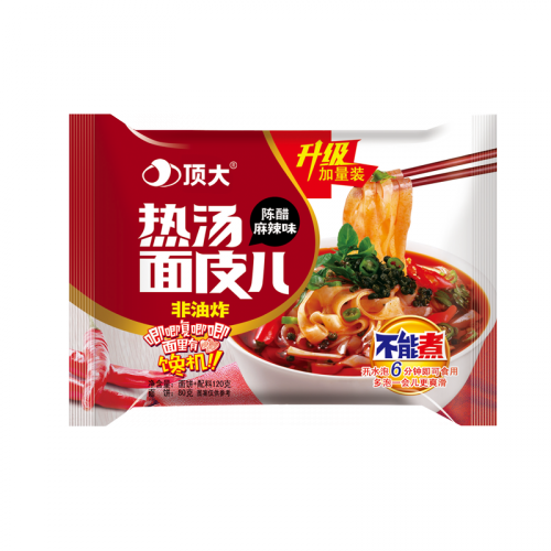 顶大面皮方便面热汤面皮儿陈醋麻辣味非油炸方便面速食 