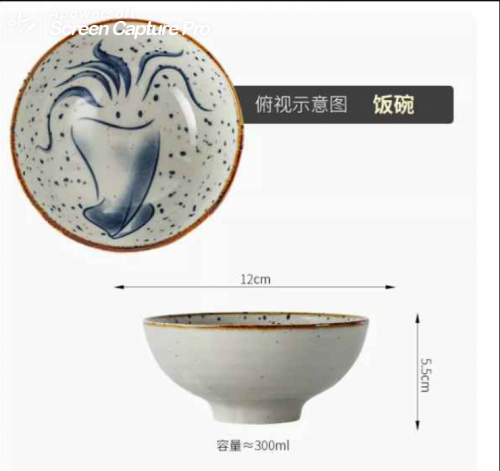 Японская креативная керамическая миска в ретро-японском стиле подглазурной ременной миской 4.75" (12см) Форма кальмара