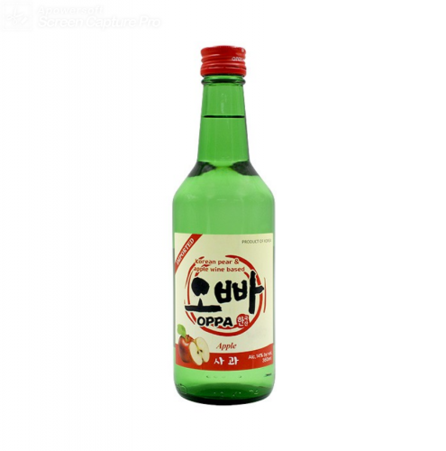 韩国原装进口吾欧巴烧酒360ml 红苹果味 12%