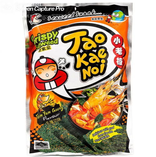 Снэк из хрустящих водорослей Tao Kae Noi Том Ям 15g