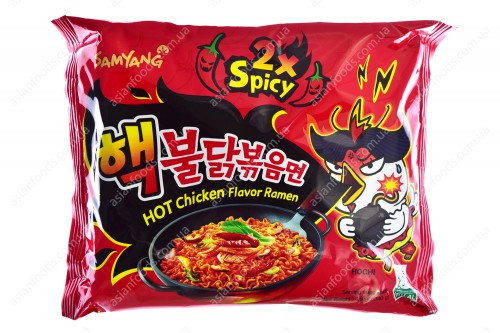 Лапша рамен быстрого приготовления с курицей очень острая (Hot Chicken Flavor Ramen 2 x Spicy) Halal SamYang